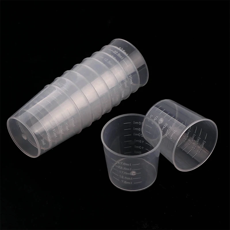 20pcs Plastic Graduated Measuring Cup Liquid Container Epoxy 30ml Resin Silicone Making Tool Transparent DIY Tool Mixing Cup