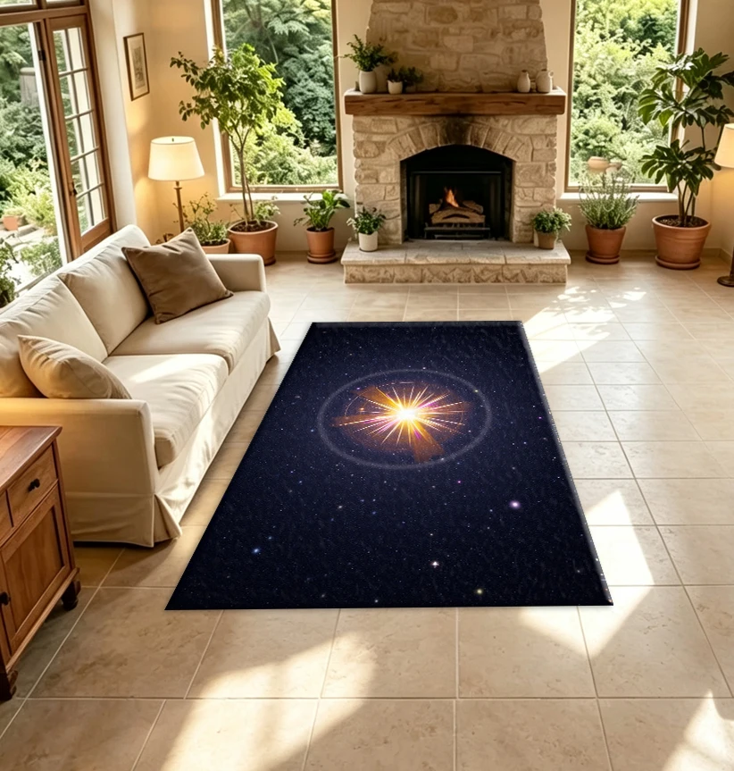Cosmic Burst Starry Space Carpet Flooring Galaxy Star Print Household Indoor Floor Area Rug