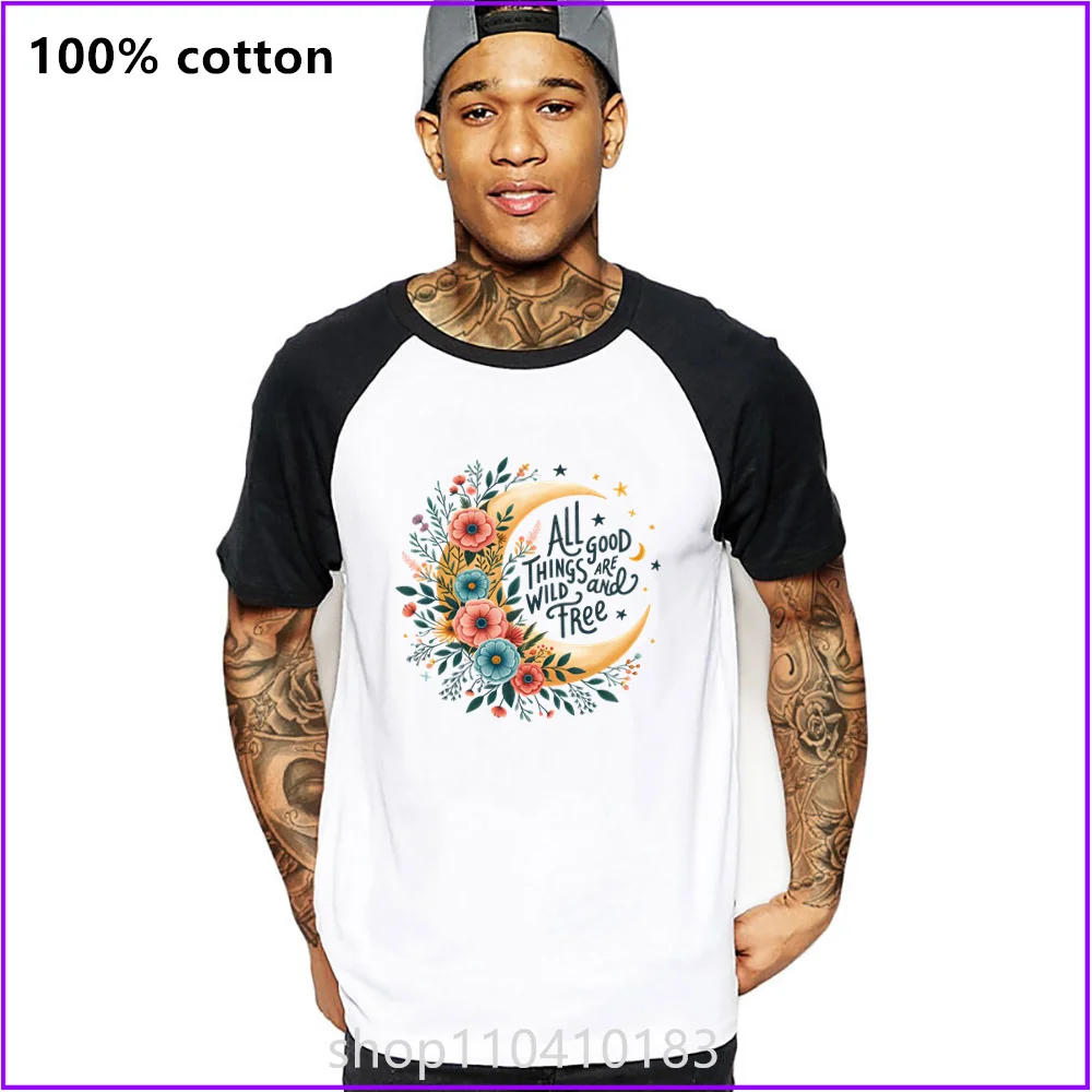 All Good Things Are Wild And Free T Shirts For Men'S Women Tshirt T-Shirt Streetwear Gym Plain Wholesale White Fahion Cotton Lon