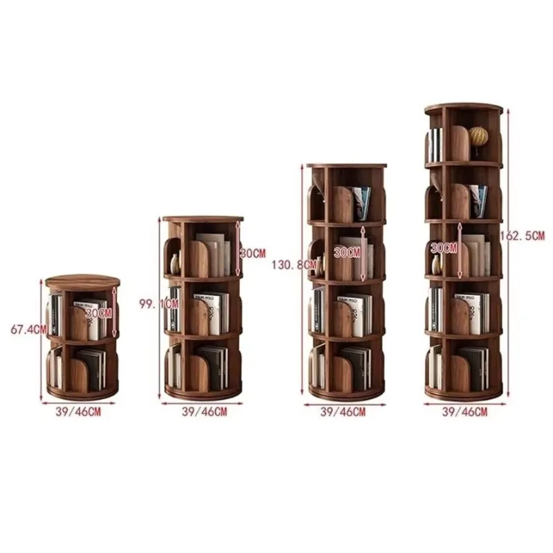 Bookcase creative corner bookshelf solid wood rotating floor living room