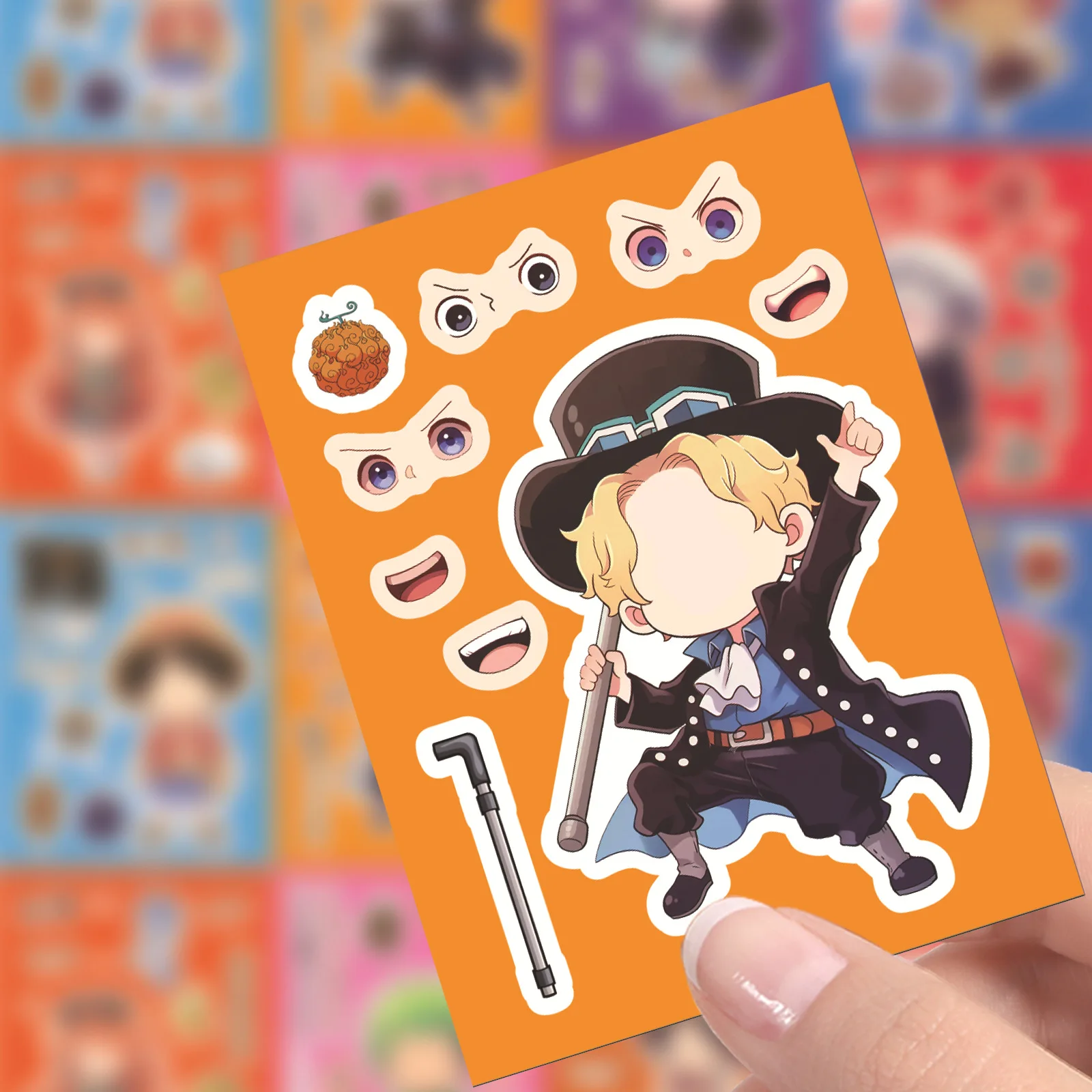 8/16 Lenzuola Cute Anime One Piece Make a Face Puzzle Adesivi Per Bambini FAI DA TE Cartoon Decalcomanie Decorazione Per Bambini FAI DA TE Assemblare Puzzle Giocattolo Regalo