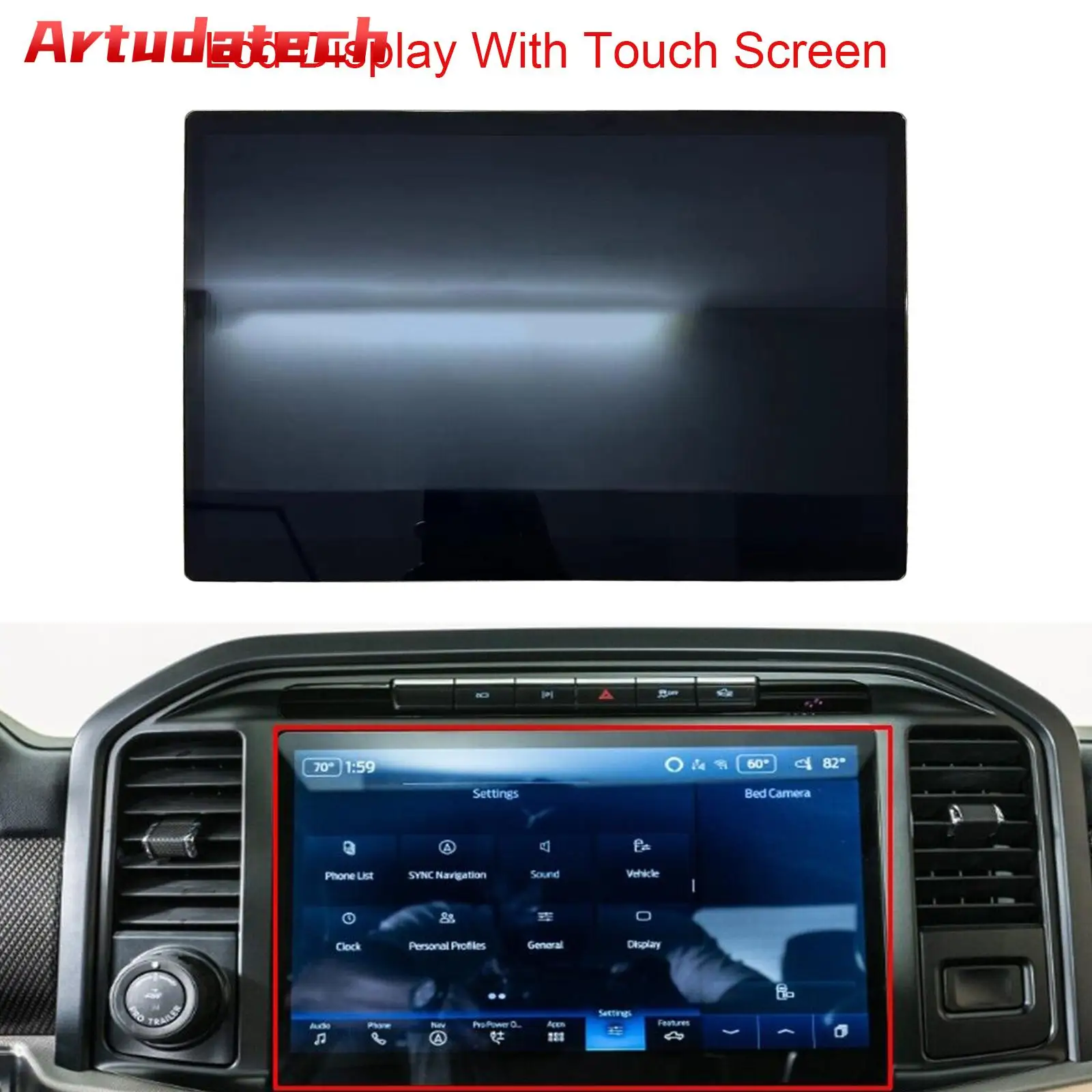 Artudatech 12-calowy wyświetlacz z nawigacją radiową SYNC 4 dla FORD F150 F-150 F250 2021 2022 2023 2024