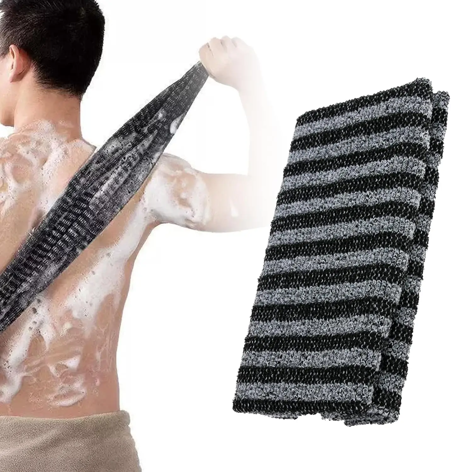 منشفة تقشير الجسم منشفة الظهر لإزالة الجلد الميت والتطهير العميق والتدليك تخلق رغوة غنية للرجال والنساء #2