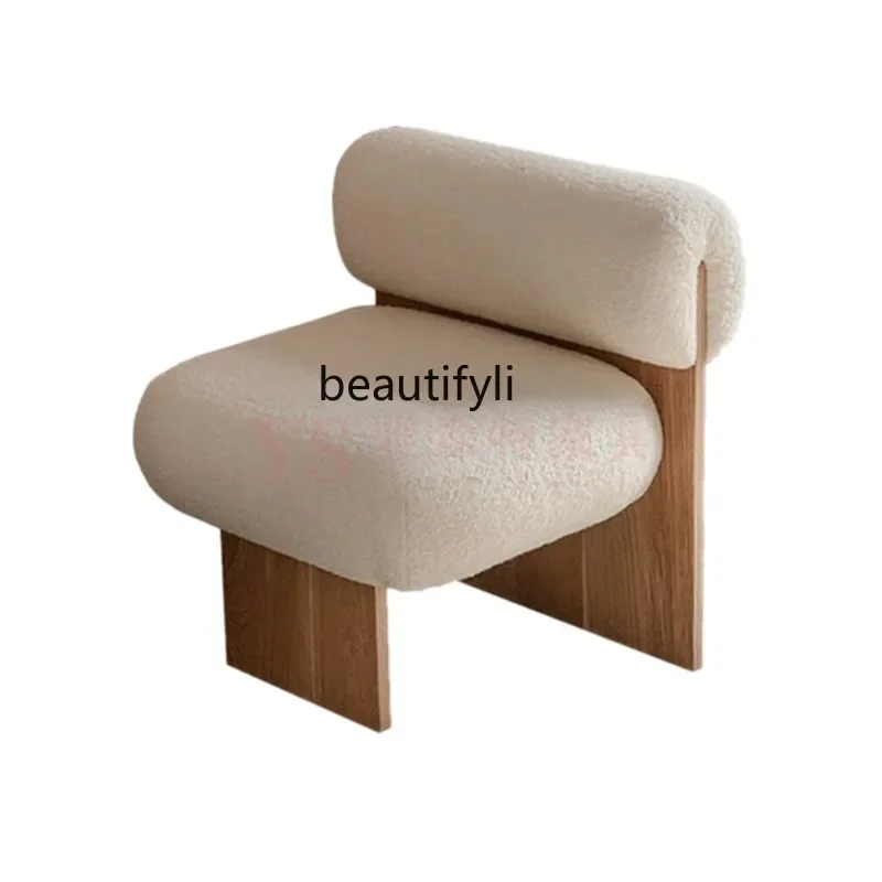 

ss25 Nordic single sofa chair modern light luxury lamb wool leisure chair wabi-sabi wind lazy chair