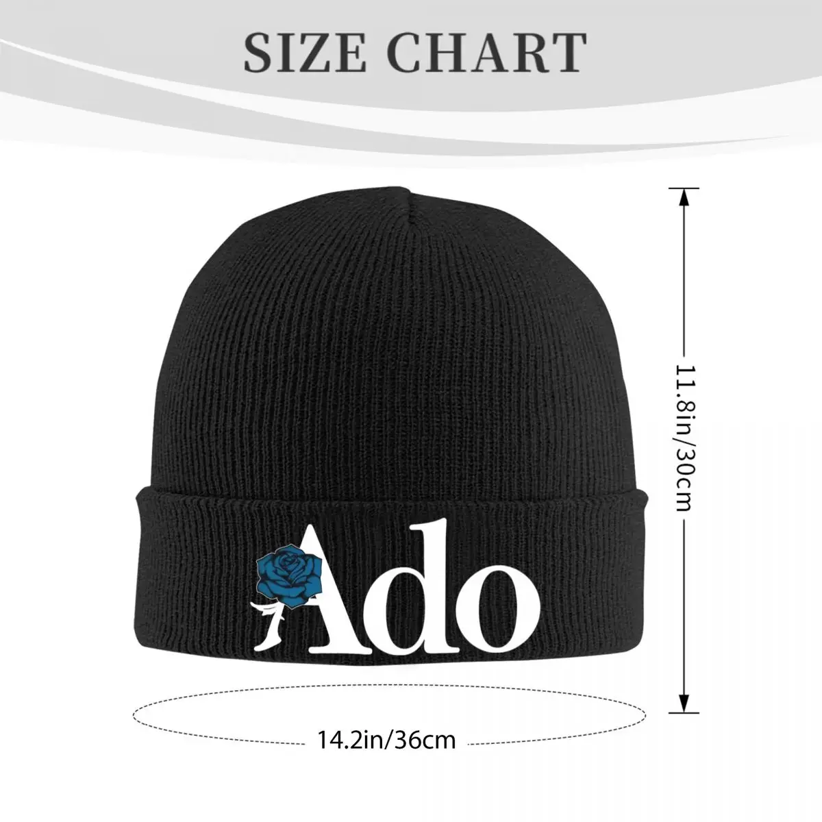 Ado Text Blue Rose Hats Autumn Winter Beanie Warm Goth Jrock Aesthetic Caps Men Women Knitted Caps