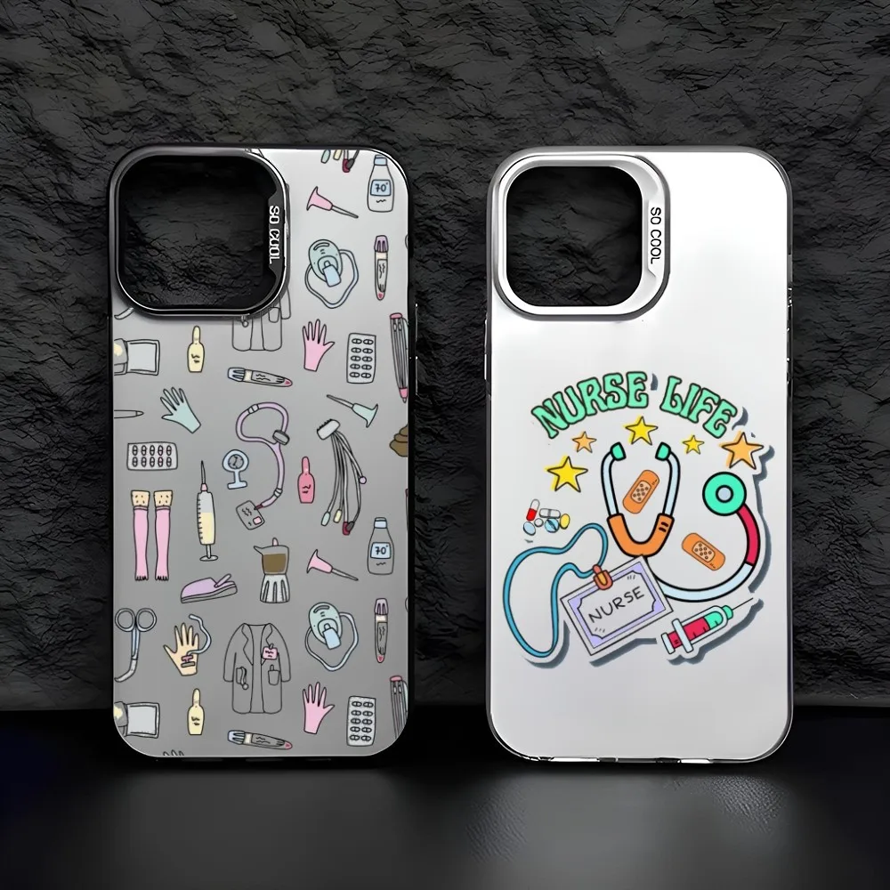 Etui na telefon Nurse Medical Medicine Health Heart do iPhone'a 16 Pro Max 15 14 13 12 XS Plus 11 Fashion Matte Aurora Laser Gradient