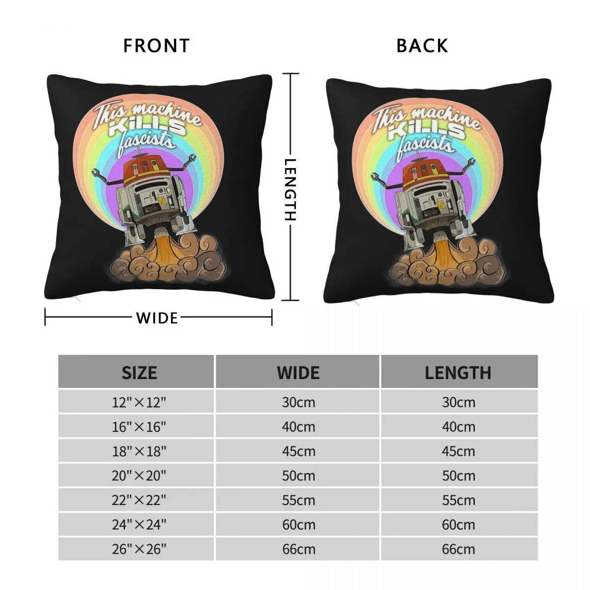 This Droid Kills Fascists Square Pillowcase Polyester Linen Velvet Pattern Zip Decor Pillow Case Sofa Seater Cushion Cover 45x45
