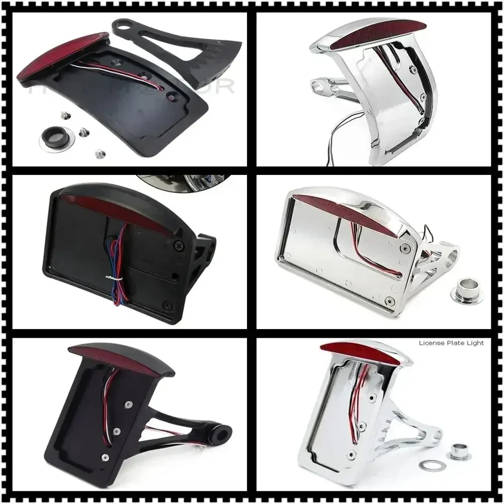 Staffa targa per montaggio laterale curvo moto con fanale posteriore a LED asse da 7/8" o 1" per Harley-Davidson