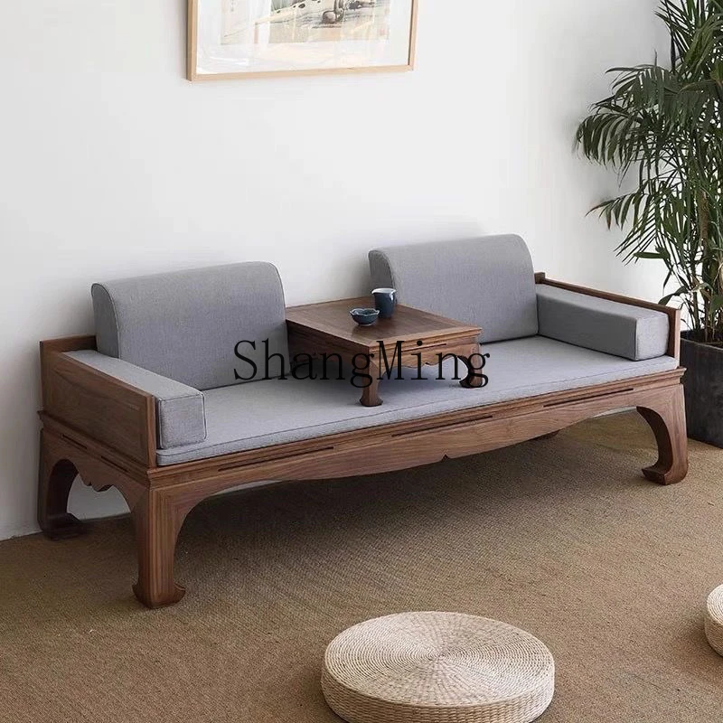 

ZYY new Chinese solid wood light luxury walnut living room sofa small apartment homestay zen furniture