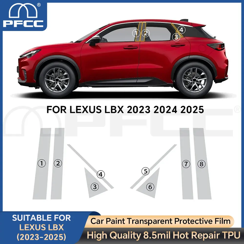 

Pre Cut For Lexus LBX 2023 2024 2025 Headlight Rearview B C Pillars Protection Film Sticker TPU PPF Accessories Transparent