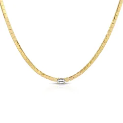 Gold Color Single 5A Bling Rectangle Cubic Zirconia Metal Beaded Tennis Chain 16