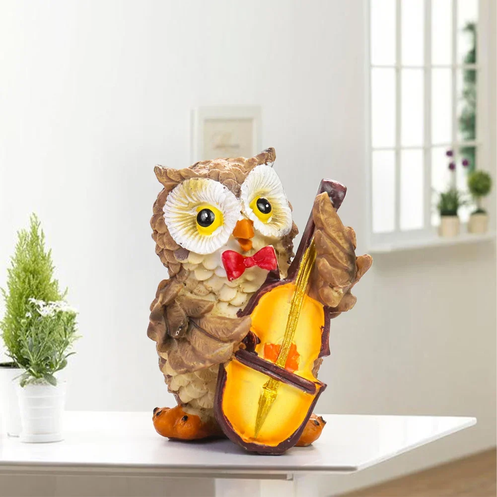 Laser Handmade Carving Cartoon Lovely Cello Violin Owl Music Performance Craft Ornament Paperweight Figurines Wedding Home Decor