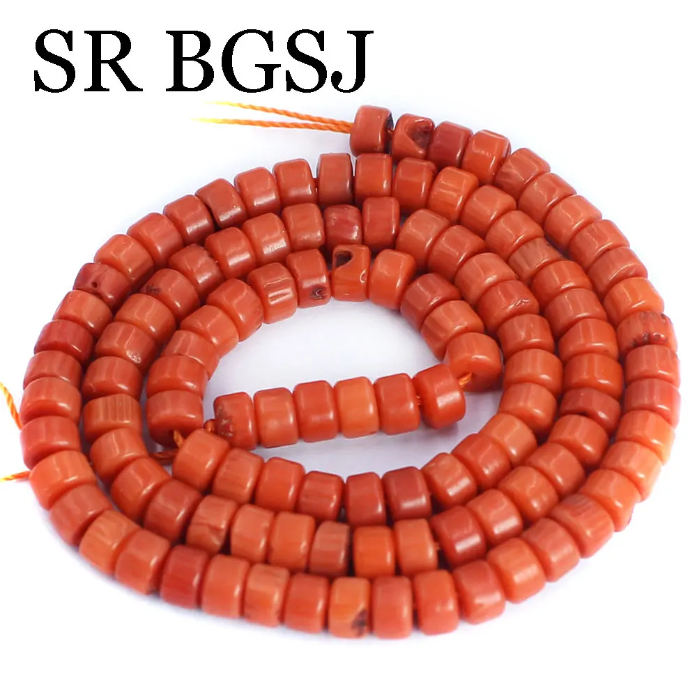 4x5mm 15inch Rondelle Vintage Orange Natural Sea Bamboo Coral Gems Jewelry diy Drum Beads