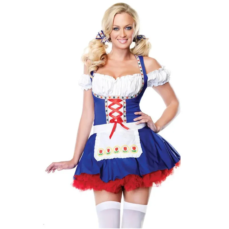 Sweet Cute Lolita Dress Women Bavarian Oktoberfest Costume German Beer Girl Maid Dirndl Fancy Dress Adult Halloween Party Outfit