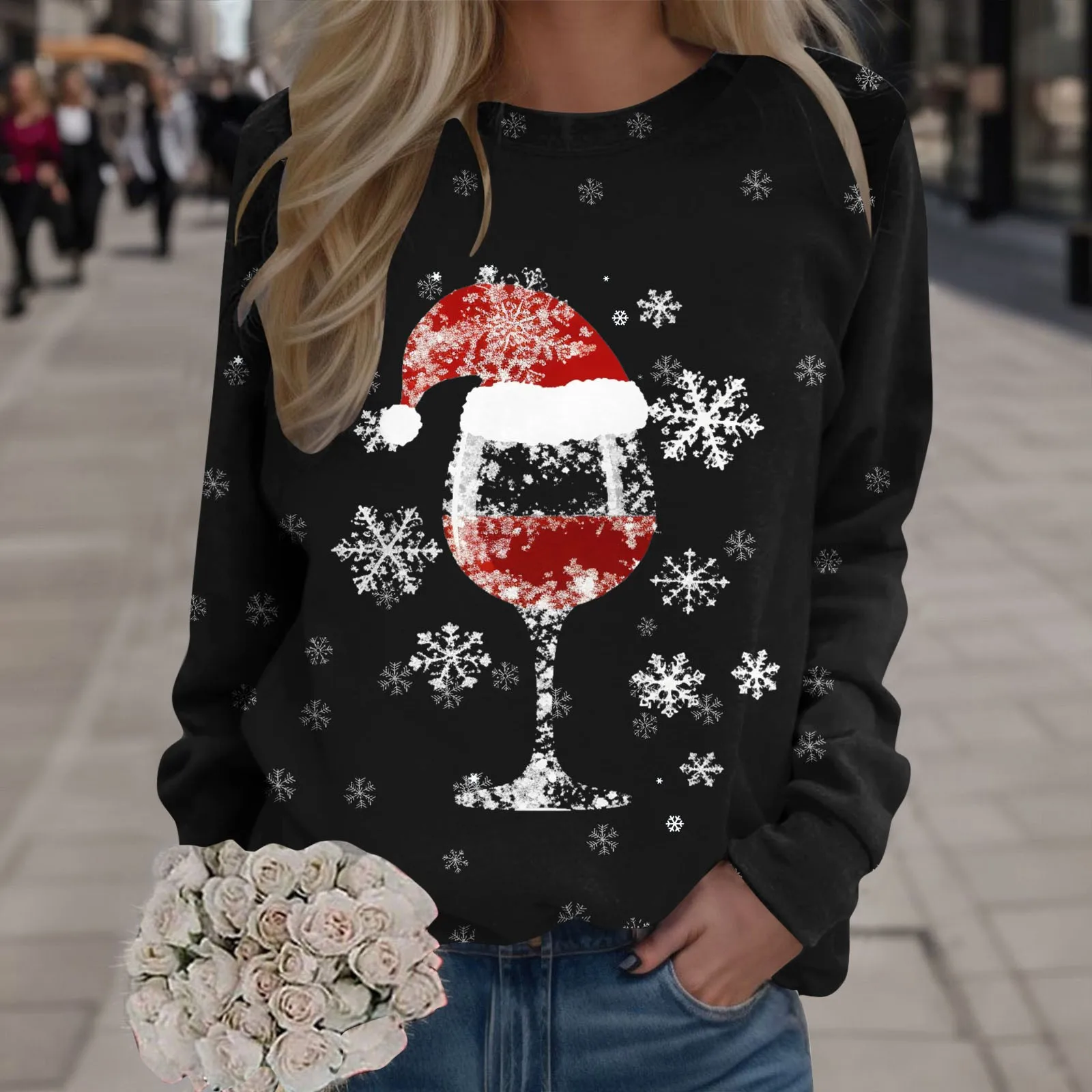 

Women Christmas Graphic Pullover Tops Long Sleeve Tops Shirts Loose Hoodies Women Sweatshirt Blusas Para Mujer Sudaderas