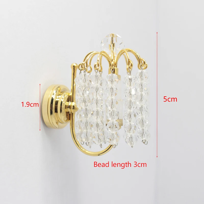 Lámpara de pared de cuentas multicapa de oro europeo en miniatura para casa de muñecas, Mini lámpara, modelo de adorno, muebles de decoración, accesorios para casa de muñecas de juguete