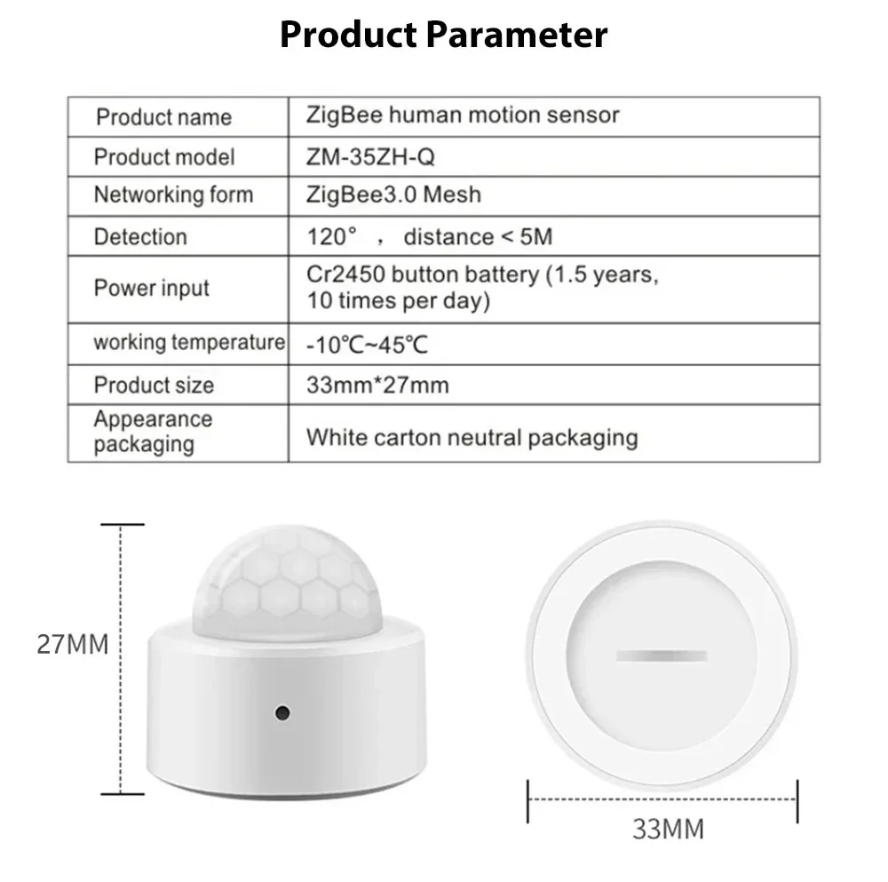 Tuya Zigbee Human Motion Sensor Smart Home PIR Motion Sensor Infrared Detector Security Smart Life Works With Alexa Need Gateway