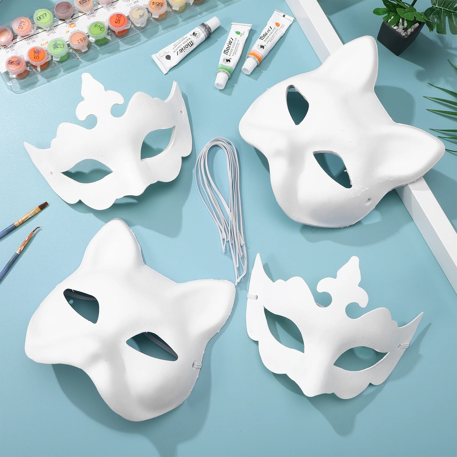 

10 Pcs Pulp Mask Blank White Masquerade Masks Halloween Cat Cosplay Animal to Paint
