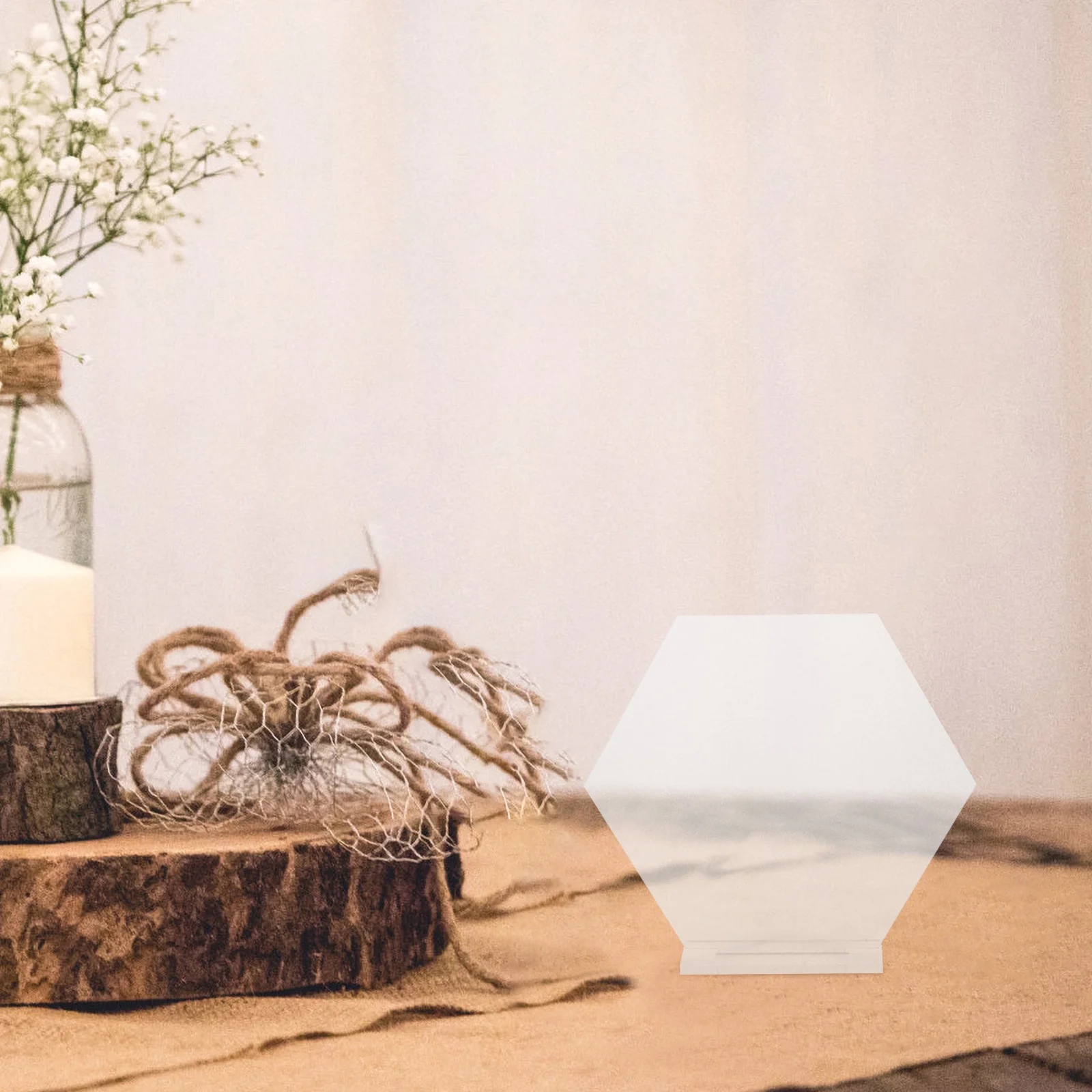 

18Set Clear Hexagon Acrylic Table Number Tags DIY Blank Sheets for Wedding Reception Elegant Decor Table Number Tags
