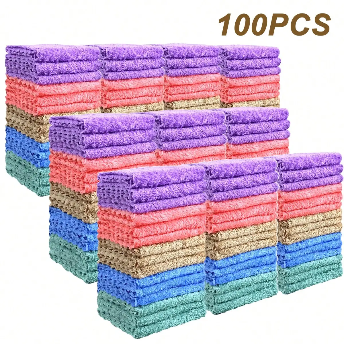 20/40/60/100Pcs Soft & Absorbent Solid Color Washcloths - Gentle On Light Beige Quick-Drying Compact Square Towels For Home Bathroom Bathroom Essentials 9.05*9.05in