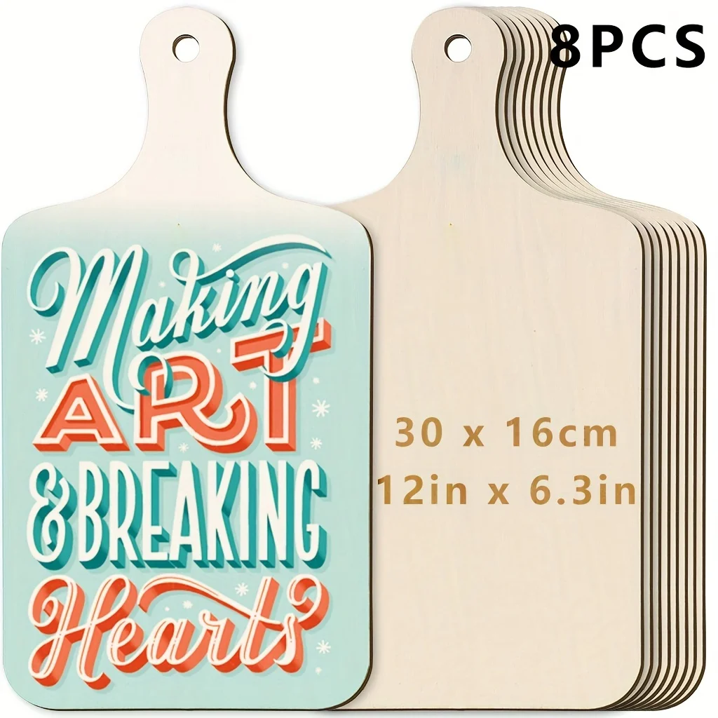 2 pièces/4 pièces/8 pièces(11.8x6.3 pouces) Mini planche à découper en bois avec poignée, plateau à palette artisanal en bois inachevé rectangulaire planche à découper pour bricolage Thanksgiving noël maison cuisine fruits décor