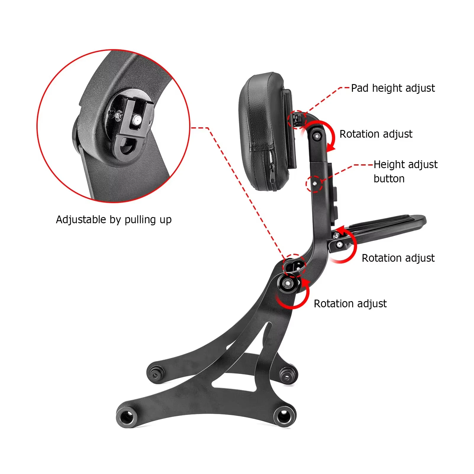 Adjustable Backrest Sissy Bar For Indian Chieftain Dark Horse Vintage Challenger Springfield Roadmaster Classic Elite 2014-2024