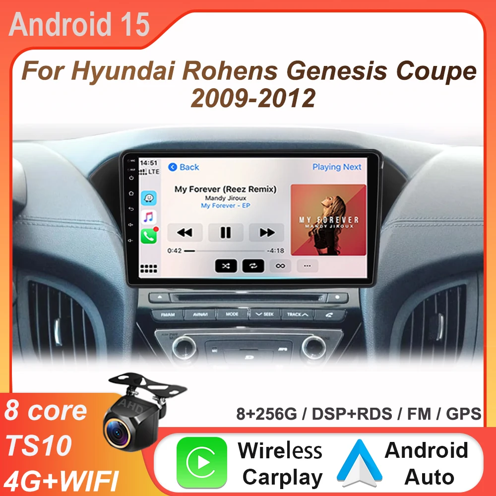 Android Auto para Hyundai Rohens Genesis Coupe 2009-2012 radio de coche navegación GPS reproductor Multimedia de vídeo No unidad principal de DVD 2Din