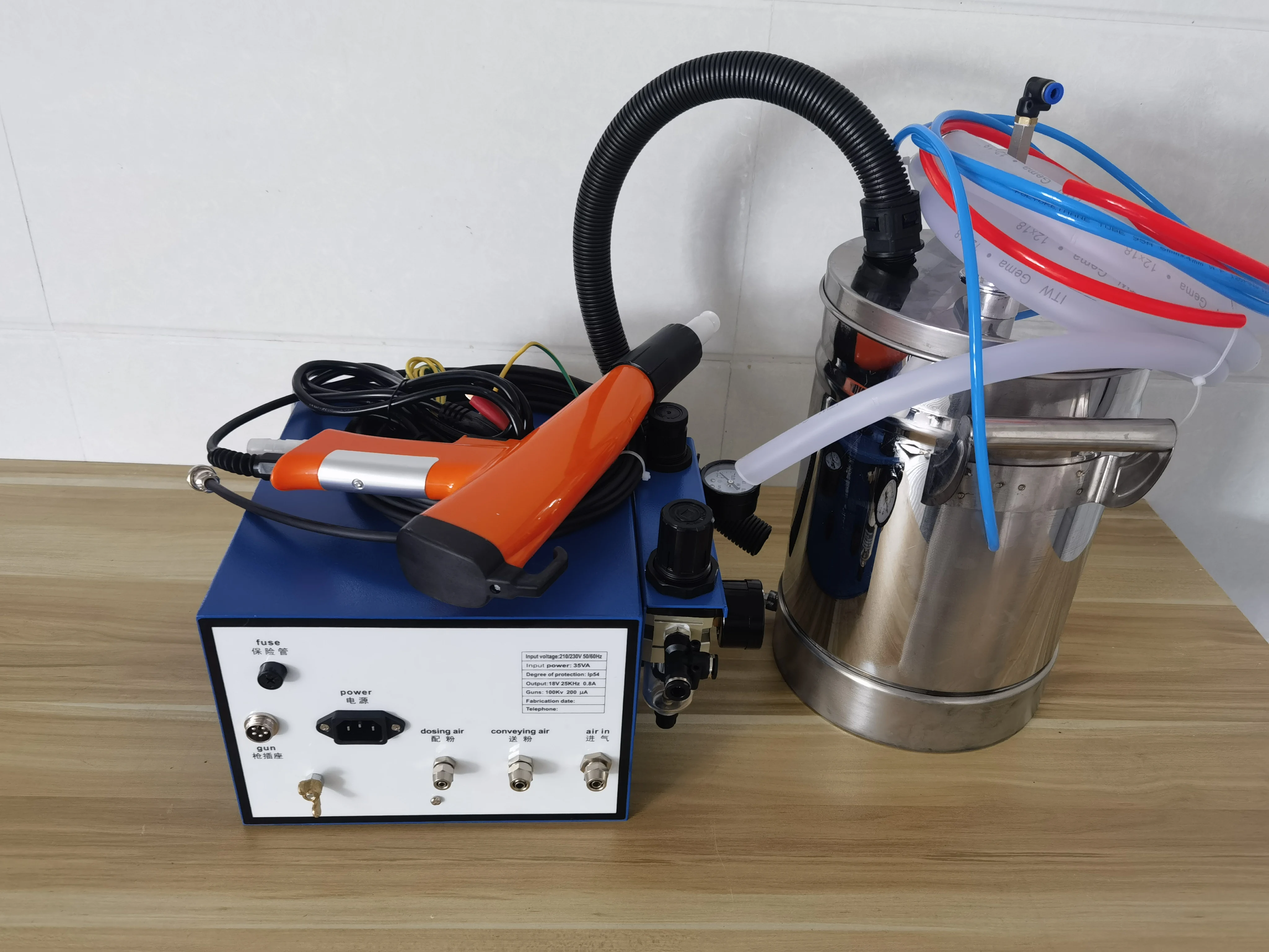 Lab Test Powder Coating Painting Machine Kit With Stainless steel bucket Powder Coating Spray Gun and 603 Painting Unit