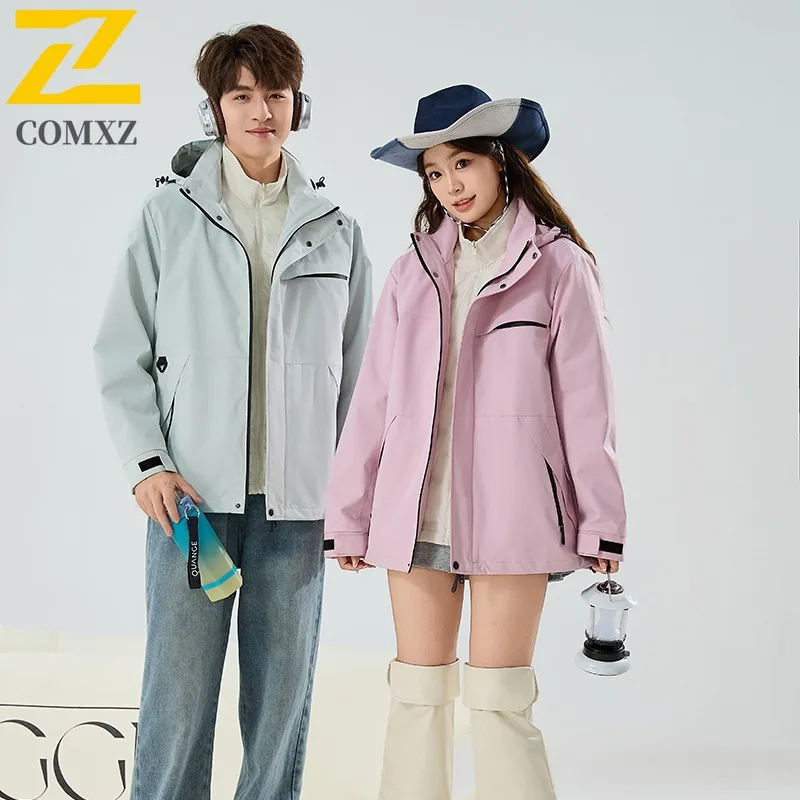 COMXZ Men Down Jacket Solid Color Lightweight Warm Outdoor Adventure Skiing Puffer Jacket Mountain-Climbing Hooded Winter Jacket