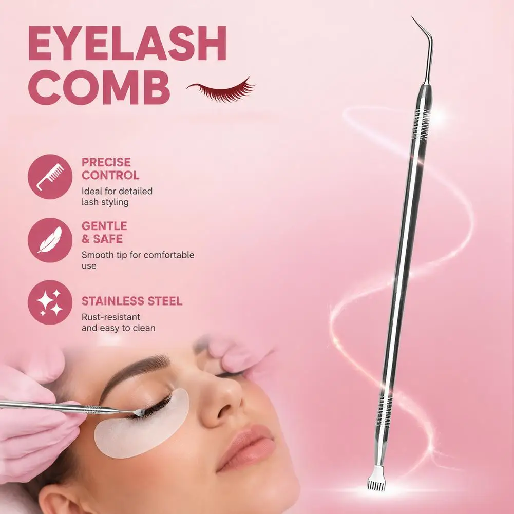 Double-Ended Eyelash Lift Tool, Pointed Tips & Separating Comb,Beauty Makeup Eyelash Perm,Stainless Steel Eyelash Separator Tool
