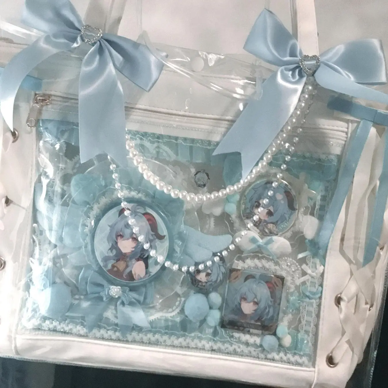 Cute Cosplay Ita Bag Badge Display Insert Board Decoration Merch Clear Organizer Board Lace Backplate Student Stationery