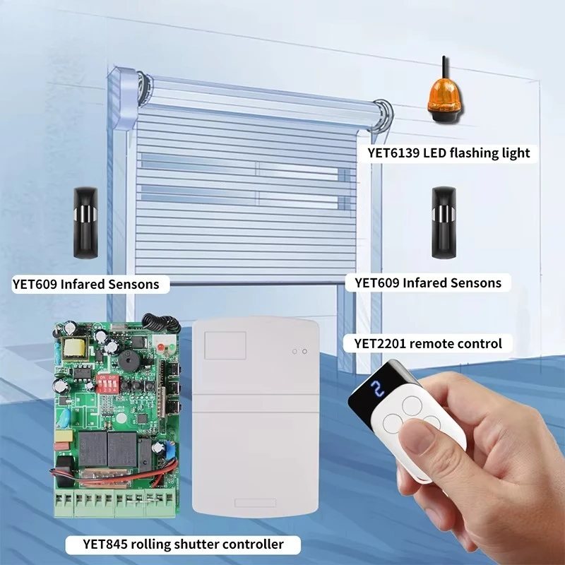 YET845 Universal Garage Gate 220V Tubular Motor Rolling Shutter Controller 433mhz Open Code with Two Remote Control
