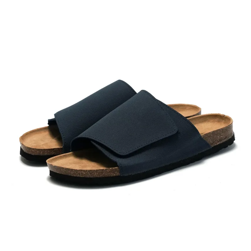 New Arrived Summer Men Cork Slipper Casual Beach Non-slip Outside Nubuck Leather Slip on Slides Shoe Men Shoes view 4