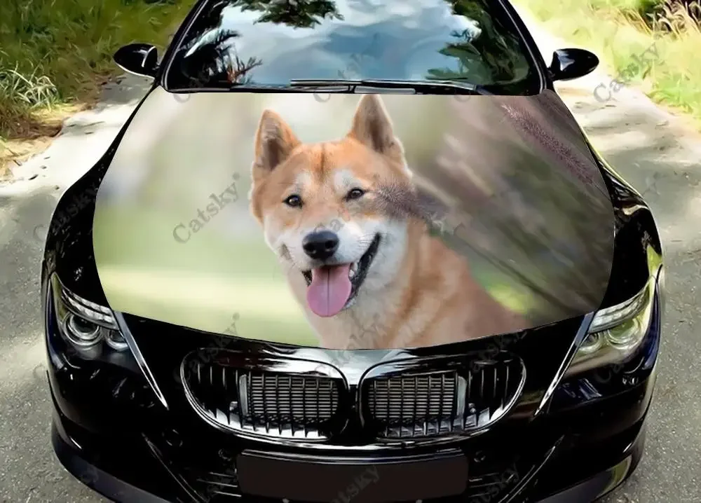 

Shiba Inu dog animal Car Hood Vinyl Stickers Wrap Vinyl Film Engine Cover Decals Sticker Universal Car Hood Cover Film