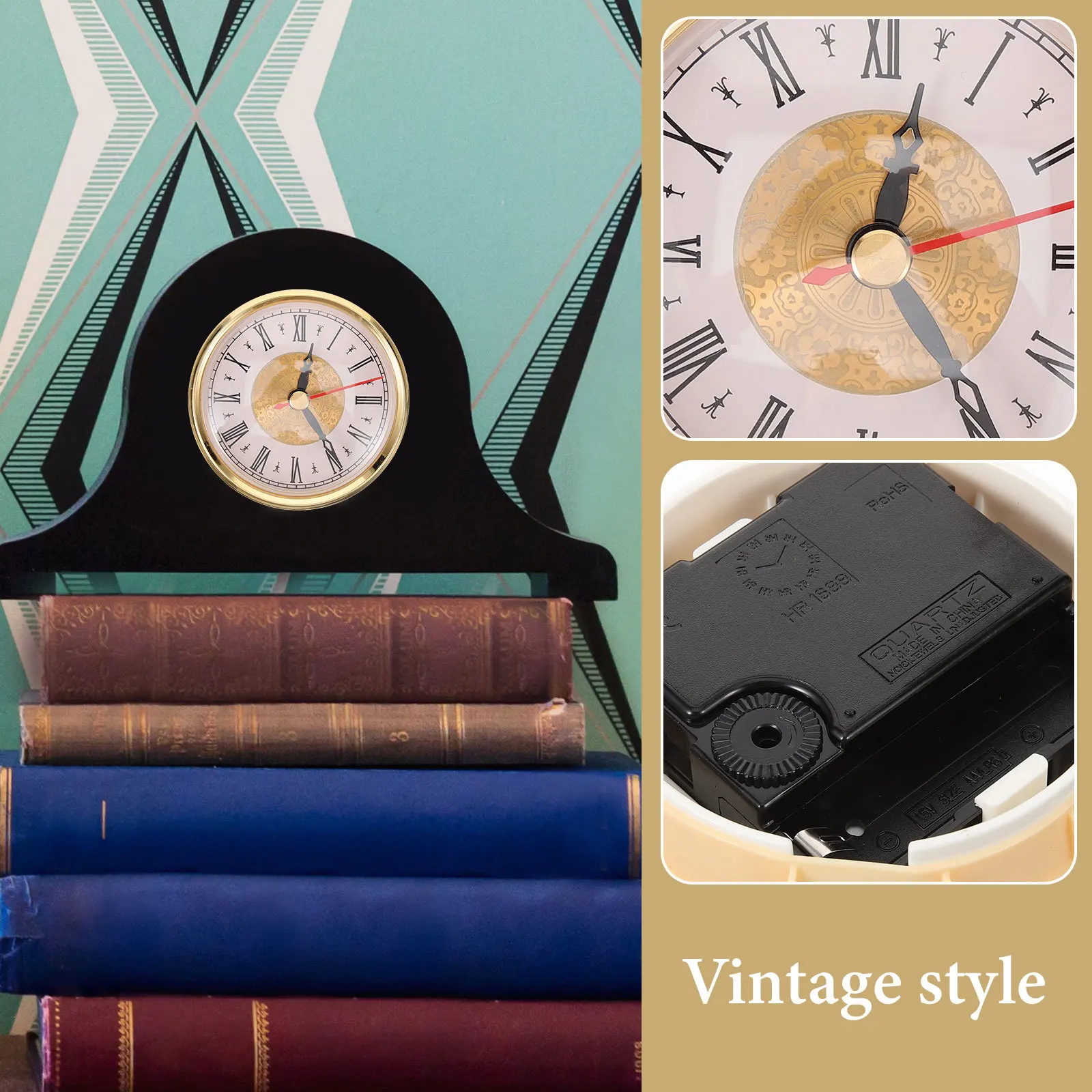 

Vintage Round Clock Head Insert with Clock Movement Roman Numeral Timepiece for Home Decor Craft Projects Wall Clock Replacement