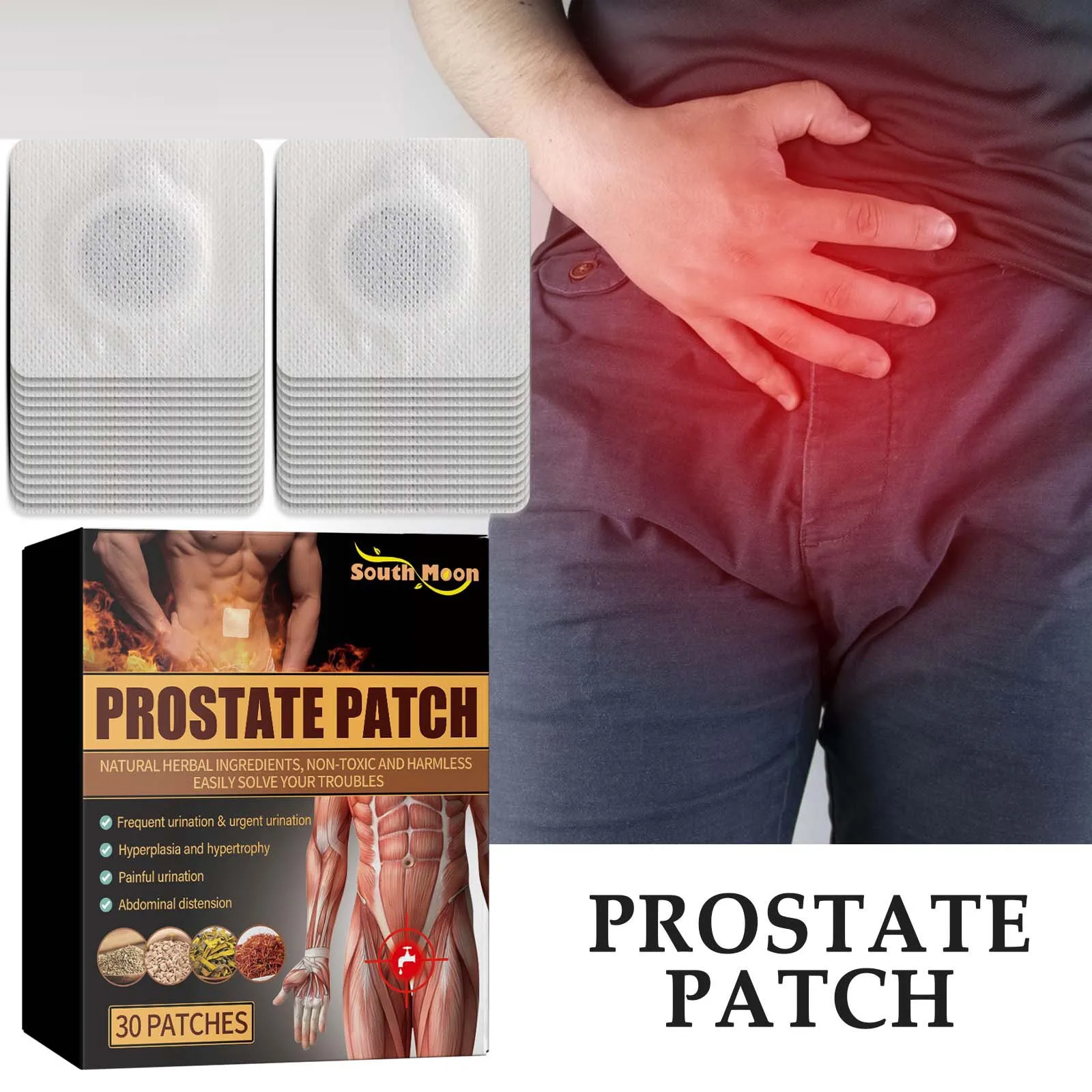 Prostate Massage Patch Relieves Discomfort Mild Promote Blood Circulation Herbal Treats Improves Problems Body Care Gift