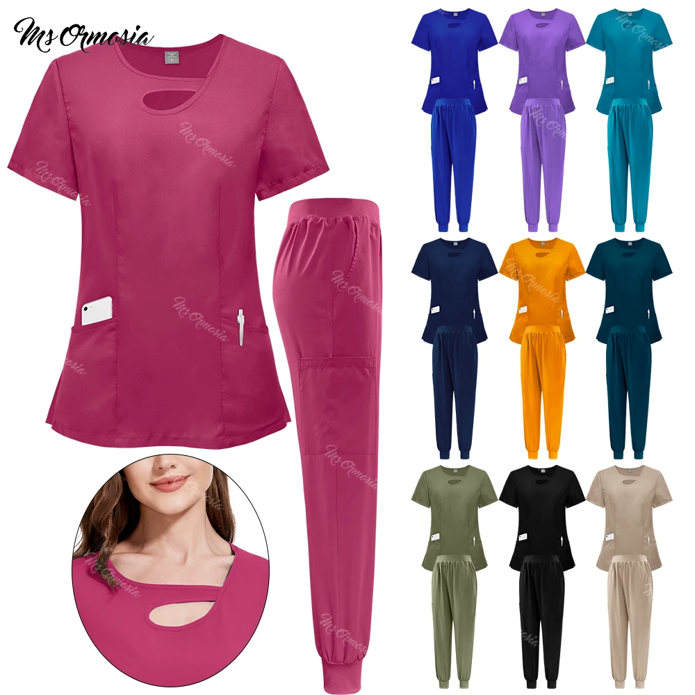 

Elastic Surgical Uniforms Woman Operating Room Medical Uniforms Clinical Scrubs Set Nurse Uniforms Doctor Tops Jogger Pants New