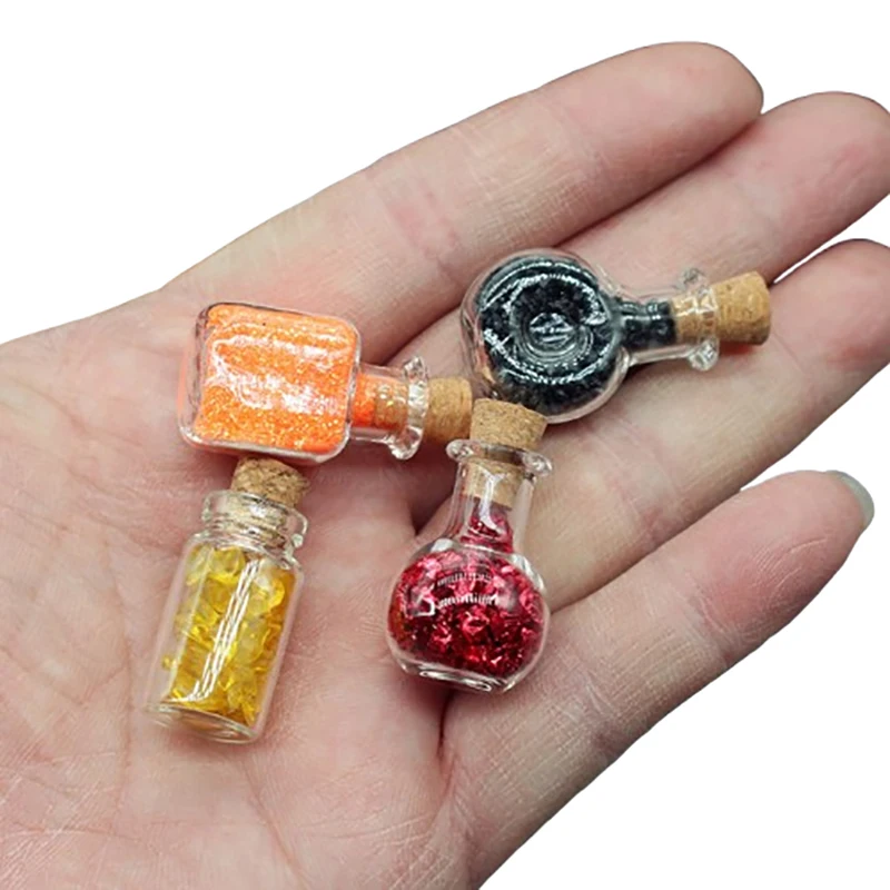 4 unids/set casa de muñecas simulación poción mágica botella Mineral poción Mini viales de vidrio de corcho modelo DIY decoración de escena de vacaciones de Halloween