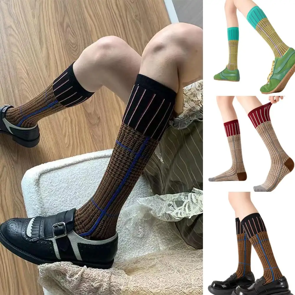 

High Tube Socks Foot Thigh Highs Socks Ins Style Fashion Striped Retro Calf Socks Casual Hosiery Stockings Women's Stockings