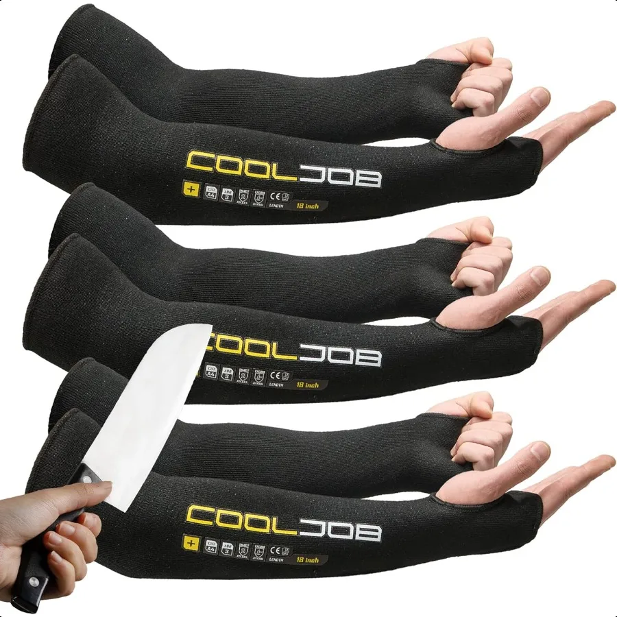 

COOLJOB 3 Pairs 14 18in A4 Cut Resistant Sleeves with Thumb Hole UV Sun Protection Arm Sleeves for Thin Skin Farmer Gardener