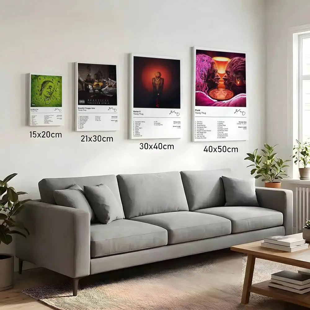 Y-Young Thug Album Cover Rapper Painting Calligraphy HD Canvas Print Poster Wall Art | Optional Frame | Modern Hallway Decor
