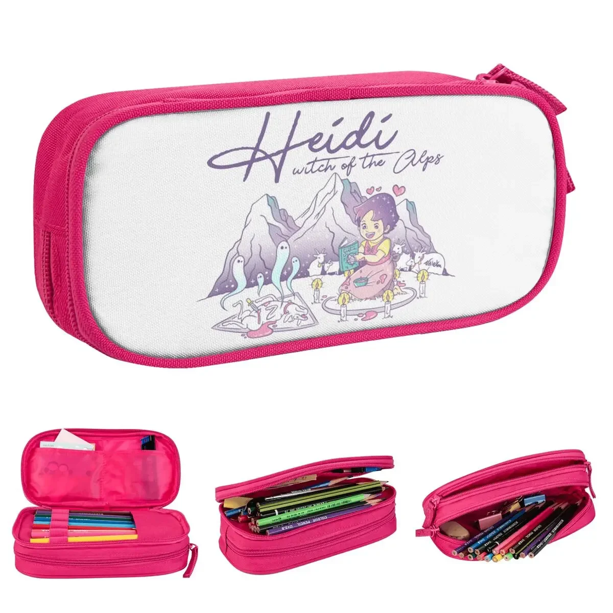 New Heidi The Witch Of The Alps Pencil Cases Goat Anime Pencil Pouch Pen Holder Kids Large Storage Bags Supplies Stationery