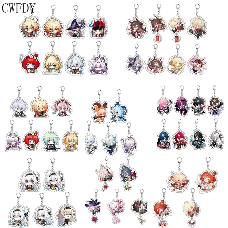50-70pcs-set-game-honkai-star-rail-keychain-castorice-anaxagoras-phainon-cosplay-costume-key-chain-arcylic-jewelry-wholesale