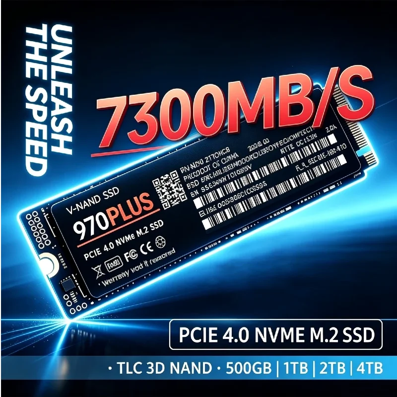 970 PLUS SSD PCIe Gen4.0 X4 TLC 3D NAND 7300MB/s 500GB 1TB 2TB 4TB Internal M.2 NVMe 2280 Gaming Drive For PS5 PC Laptop