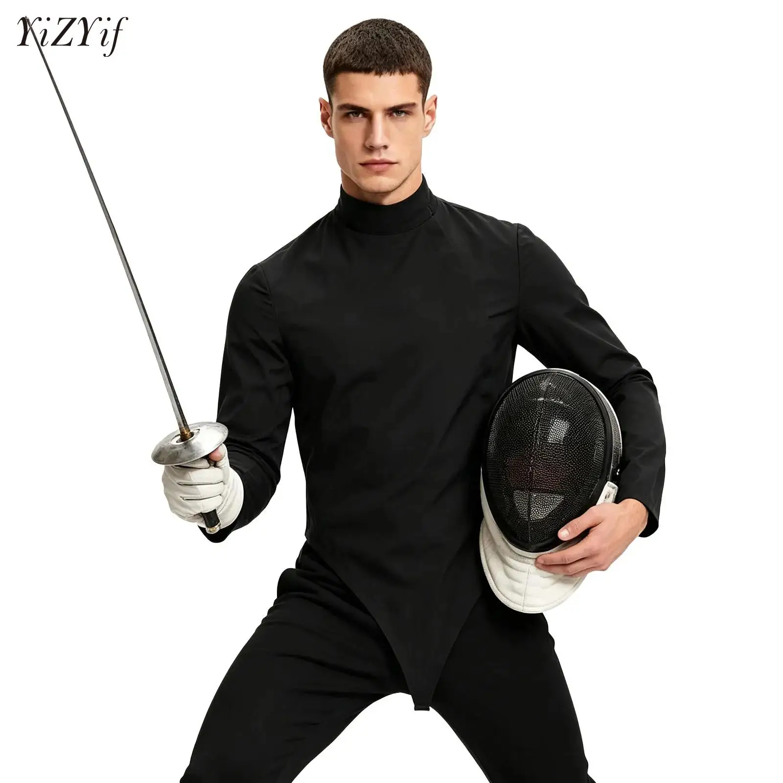 New Men Fencing Leotard Long Sleeve/Sleeveless Side Zipper Buckle Crotch Bodysuit Competition Training Tshirts Tops Clothes