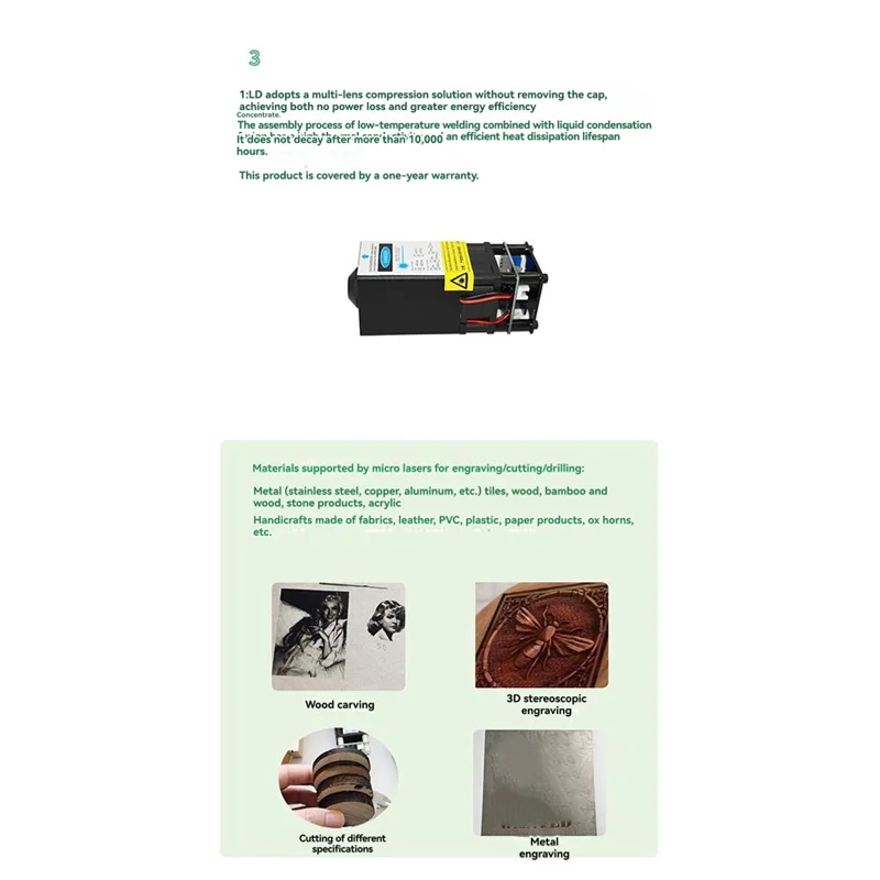 ABLK Enfoque fijo 5W 450Nm-455Nm Módulo de corte láser Grabado 12V Modulación PWM Tablero de madera de 5 mm