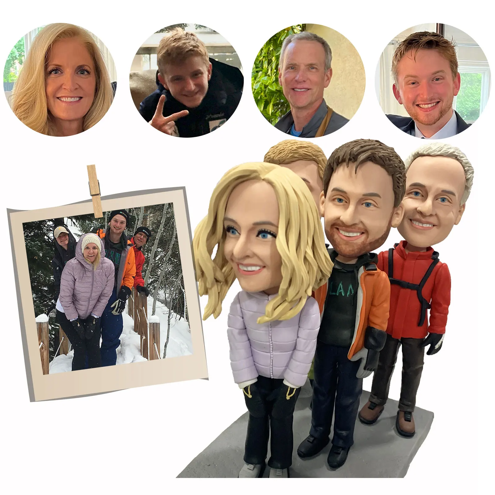 Custom Bobbleheads Personalised Fully Customised Sculpture for Family Members Company Team Staff - Group of 7 People