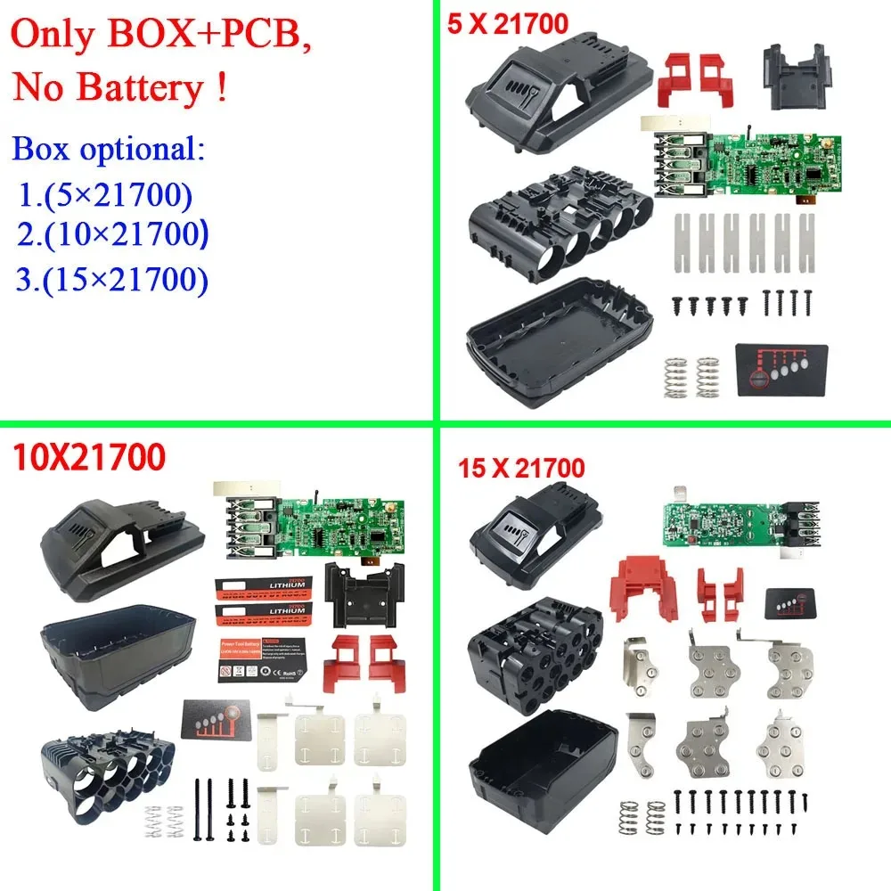 Battery Plastic Case PCB Charging Protection Circuit Board Box Shell 21700 Li-ion For Milwaukee 18V Lithium Battery Housings