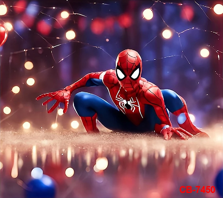 スパイダーマンパーティーの背景バナー、スーパーヒーローのテーマ、子供の誕生日の写真ポスター、スタジオの壁の装飾