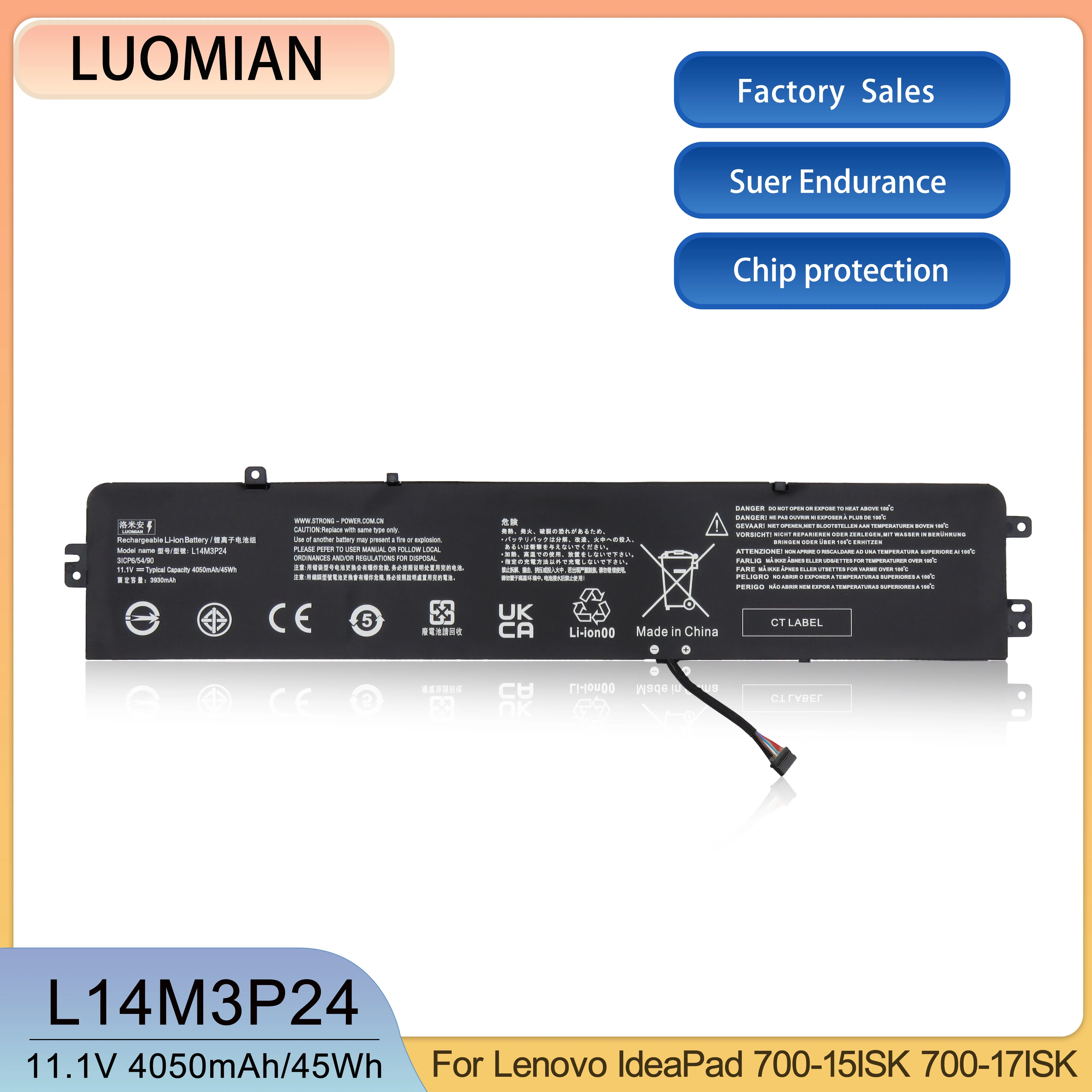 LUOMIAN  L14M3P24 Laptop Battery For Lenovo IdeaPad Xiaoxin 700 Y700 Y720 14ISK Legion Y520 E520 R720 Series L14S3P24 L16M3P24